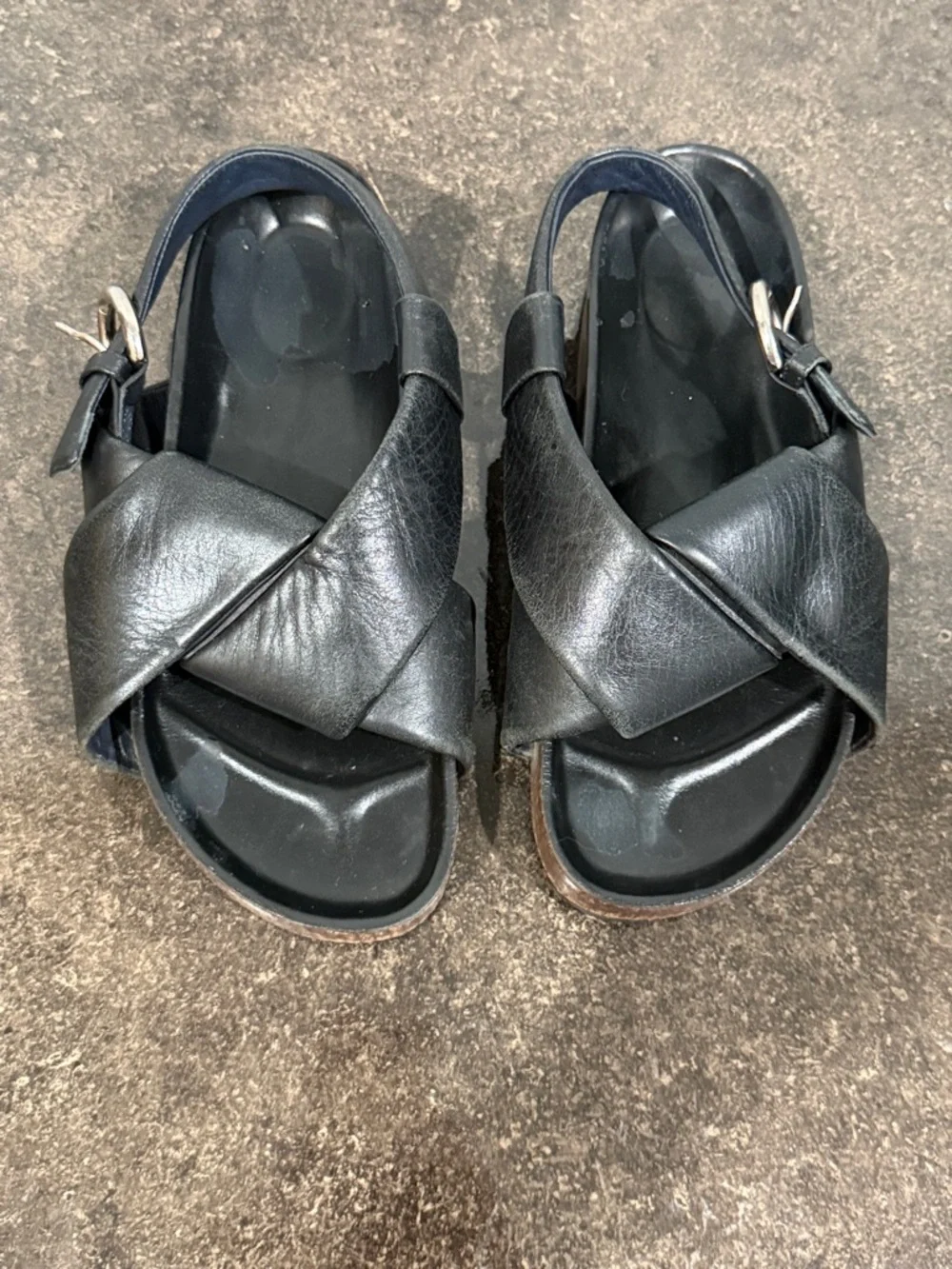Celine Phoebe Philo Black Leather Criss-Cross Slingback Sandals Women’s Size 40 - Picture 3 of 10